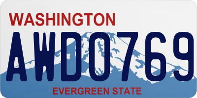WA license plate AWD0769