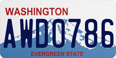 WA license plate AWD0786