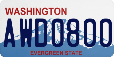 WA license plate AWD0800