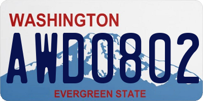 WA license plate AWD0802