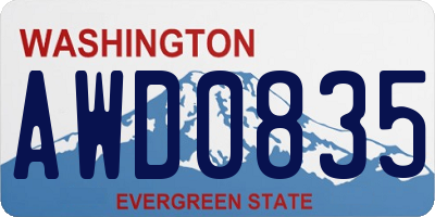 WA license plate AWD0835