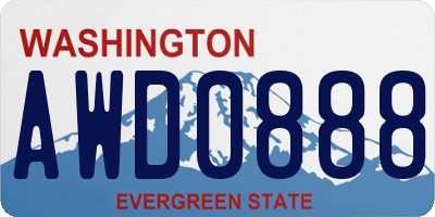 WA license plate AWD0888