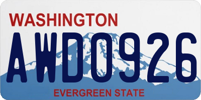 WA license plate AWD0926