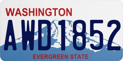 WA license plate AWD1852