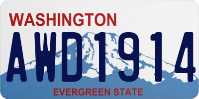 WA license plate AWD1914