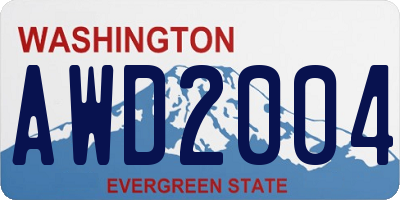 WA license plate AWD2004