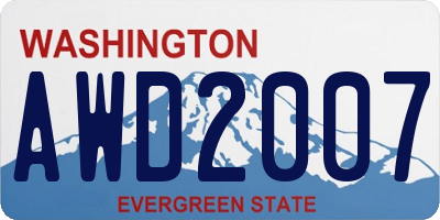 WA license plate AWD2007