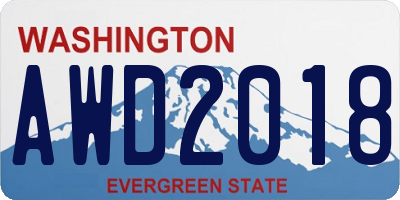 WA license plate AWD2018