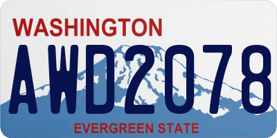 WA license plate AWD2078