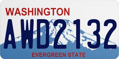 WA license plate AWD2132