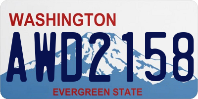 WA license plate AWD2158