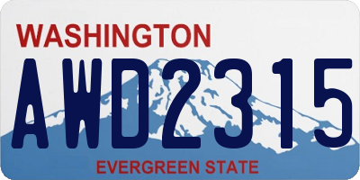 WA license plate AWD2315