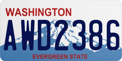 WA license plate AWD2386