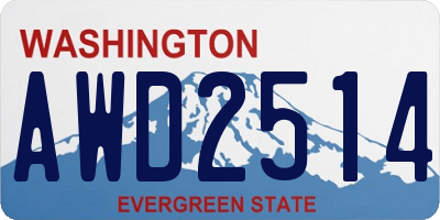 WA license plate AWD2514