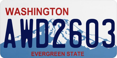WA license plate AWD2603