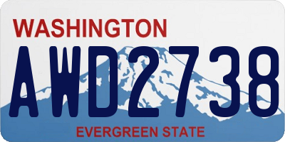 WA license plate AWD2738