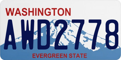 WA license plate AWD2778