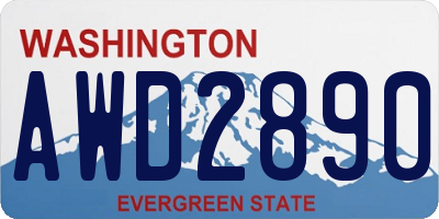 WA license plate AWD2890