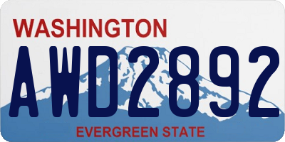 WA license plate AWD2892
