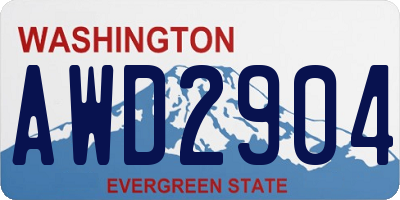WA license plate AWD2904