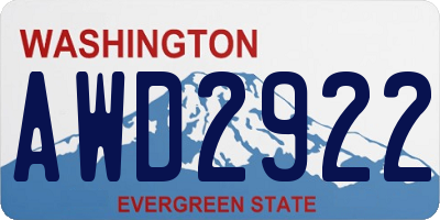 WA license plate AWD2922