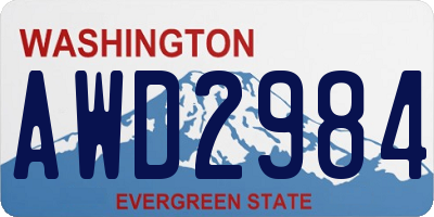 WA license plate AWD2984