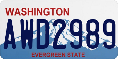 WA license plate AWD2989