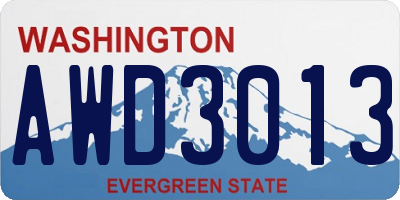 WA license plate AWD3013