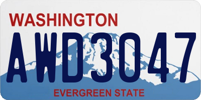 WA license plate AWD3047
