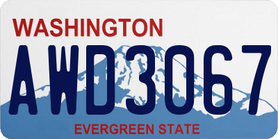 WA license plate AWD3067