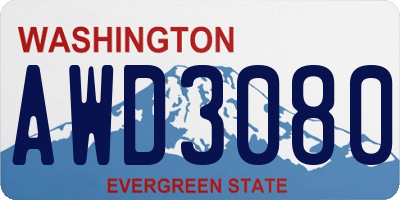 WA license plate AWD3080