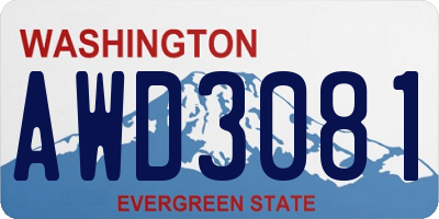 WA license plate AWD3081