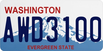 WA license plate AWD3100