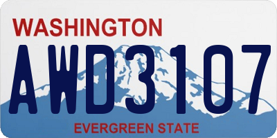 WA license plate AWD3107