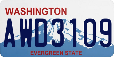 WA license plate AWD3109