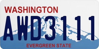 WA license plate AWD3111