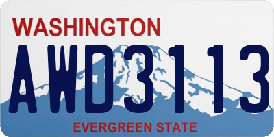 WA license plate AWD3113