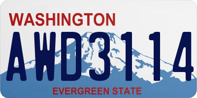 WA license plate AWD3114