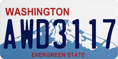 WA license plate AWD3117