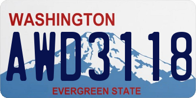 WA license plate AWD3118
