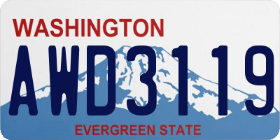 WA license plate AWD3119