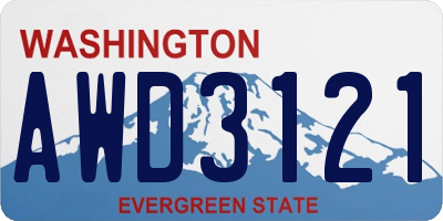 WA license plate AWD3121