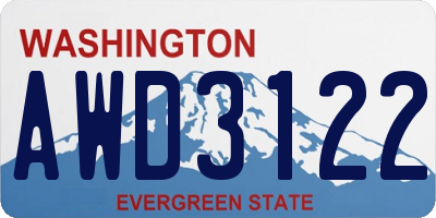 WA license plate AWD3122
