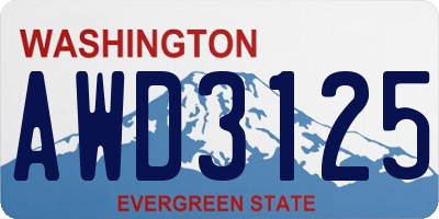 WA license plate AWD3125