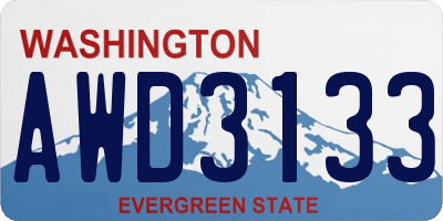 WA license plate AWD3133