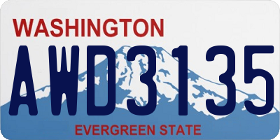 WA license plate AWD3135