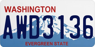 WA license plate AWD3136