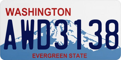 WA license plate AWD3138