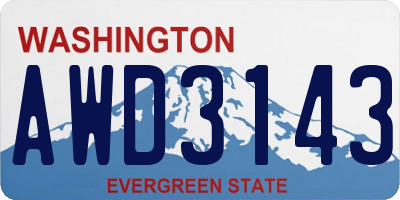 WA license plate AWD3143