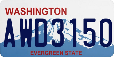 WA license plate AWD3150